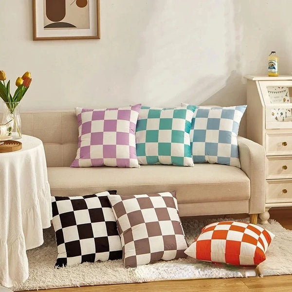 Fashion Checkerboard Plaid Cushion Cover Pillowcase Sofa Seat Bed Retro Home Decor
