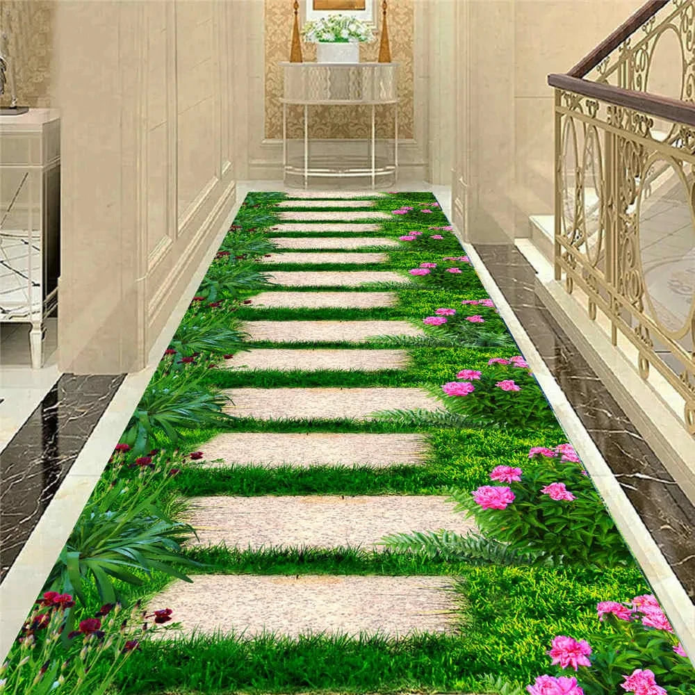 Visual Carpet 3D Graphic Illusion Cliff Falls Print Floor Mat Small Area Rug for Living Room Balcony Stair Kitchen Hallway Decor