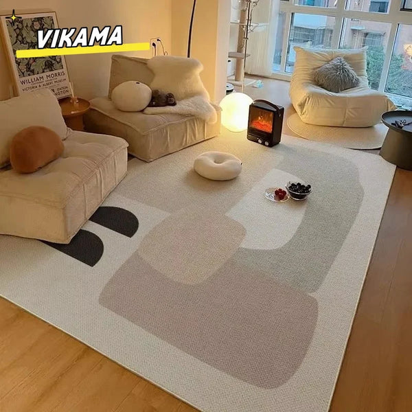 VIKAMA Modern Simple Living Room Fully Covered Carpet Sofa Tea Table Wear  Anti slip Easy to Care for Crystal Velvet Floor Mat