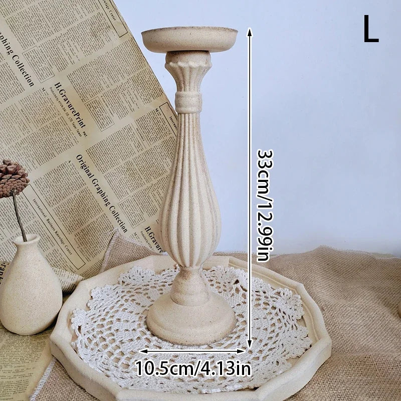 French Retro Wooden Candle Holder Wedding Candlestick Table Centerpieces Decorations Rustic Natural Wood Candle Stand Home Decor