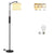 Farmhouse Floor Lamp With Night Light Standing Lamp With E26 LED Bulbs 61" Industrial Floor Reading Light With Fabric Lampshade