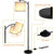 Farmhouse Floor Lamp With Night Light Standing Lamp With E26 LED Bulbs 61" Industrial Floor Reading Light With Fabric Lampshade