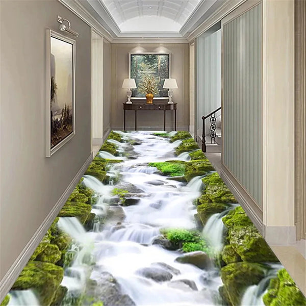 Visual Carpet 3D Graphic Illusion Cliff Falls Print Floor Mat Small Area Rug for Living Room Balcony Stair Kitchen Hallway Decor